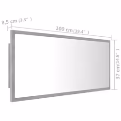 vidaXL LED Bathroom Mirror Concrete Grey 100x8.5x37 cm Acrylic Washroom Mirror - Additional view 4
