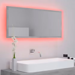 vidaXL LED Bathroom Mirror Concrete Grey 100x8.5x37 cm Acrylic Washroom Mirror - Additional view 5
