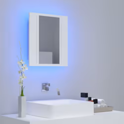 vidaXL LED Bathroom Mirror Cabinet White 40x12x45 cm Acrylic Washroom Mirror