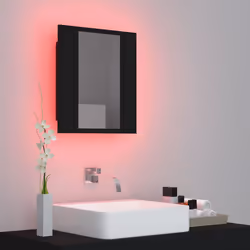 vidaXL LED Bathroom Mirror Cabinet Black 40x12x45 cm Acrylic Washroom Mirror - Additional view 4