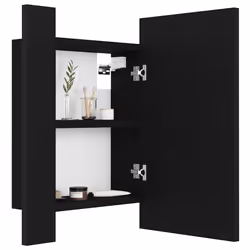 vidaXL LED Bathroom Mirror Cabinet Black 40x12x45 cm Acrylic Washroom Mirror - Additional view 6