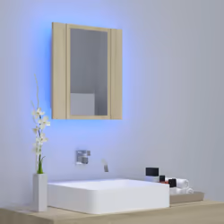vidaXL LED Bathroom Mirror Cabinet Sonoma Oak 40x12x45 cm Acrylic Wall Mirror - Additional view 2