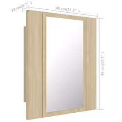 vidaXL LED Bathroom Mirror Cabinet Sonoma Oak 40x12x45 cm Acrylic Wall Mirror - Additional view 3