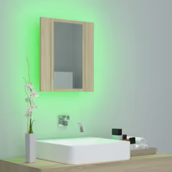 vidaXL LED Bathroom Mirror Cabinet Sonoma Oak 40x12x45 cm Acrylic Wall Mirror - Additional view 4