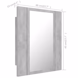 vidaXL LED Bathroom Mirror Cabinet Concrete Grey 40x12x45 cm Acrylic Mirror - Additional view 4