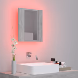 vidaXL LED Bathroom Mirror Cabinet Concrete Grey 40x12x45 cm Acrylic Mirror - Additional view 5