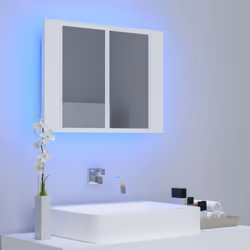 vidaXL LED Bathroom Mirror Cabinet White 60x12x45 cm Acrylic Washroom Mirror