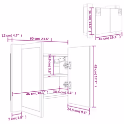 vidaXL LED Bathroom Mirror Cabinet White 60x12x45 cm Acrylic Washroom Mirror - Additional view 4