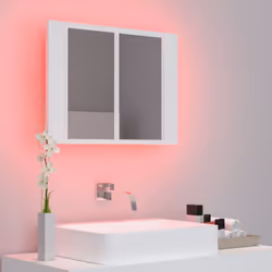 vidaXL LED Bathroom Mirror Cabinet White 60x12x45 cm Acrylic Washroom Mirror - Additional view 5