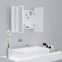 vidaXL LED Bathroom Mirror Cabinet White 60x12x45 cm Acrylic Washroom Mirror - Additional view 6