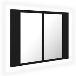 vidaXL LED Bathroom Mirror Cabinet Black 60x12x45 cm Acrylic Washroom Mirror
