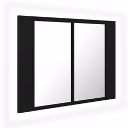 vidaXL LED Bathroom Mirror Cabinet Black 60x12x45 cm Acrylic Washroom Mirror