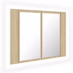 vidaXL LED Bathroom Mirror Cabinet Sonoma Oak 60x12x45 cm Acrylic Wall Mirror - Additional view 2