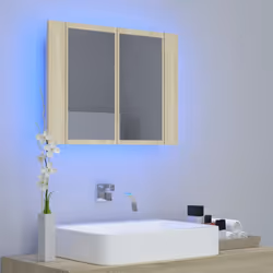vidaXL LED Bathroom Mirror Cabinet Sonoma Oak 60x12x45 cm Acrylic Wall Mirror - Additional view 3