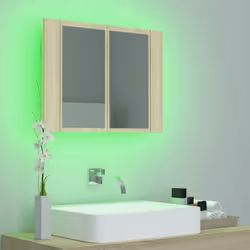 vidaXL LED Bathroom Mirror Cabinet Sonoma Oak 60x12x45 cm Acrylic Wall Mirror - Additional view 5