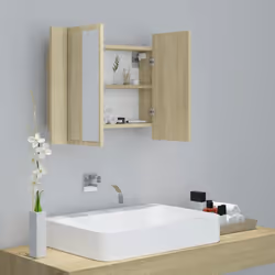 vidaXL LED Bathroom Mirror Cabinet Sonoma Oak 60x12x45 cm Acrylic Wall Mirror - Additional view 6