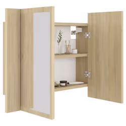 vidaXL LED Bathroom Mirror Cabinet Sonoma Oak 60x12x45 cm Acrylic Wall Mirror - Additional view 7