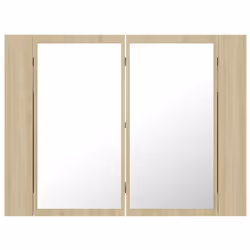 vidaXL LED Bathroom Mirror Cabinet Sonoma Oak 60x12x45 cm Acrylic Wall Mirror - Additional view 9