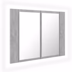 vidaXL LED Bathroom Mirror Cabinet Concrete Grey 60x12x45 cm Acrylic Mirror