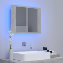 vidaXL LED Bathroom Mirror Cabinet Concrete Grey 60x12x45 cm Acrylic Mirror