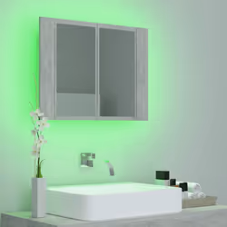 vidaXL LED Bathroom Mirror Cabinet Concrete Grey 60x12x45 cm Acrylic Mirror - Additional view 5