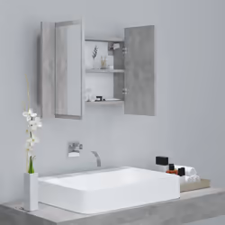 vidaXL LED Bathroom Mirror Cabinet Concrete Grey 60x12x45 cm Acrylic Mirror - Additional view 6
