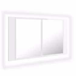 vidaXL LED Bathroom Mirror Cabinet High Gloss White 80x12x45 cm Acrylic Mirror