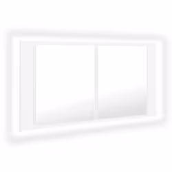 vidaXL LED Bathroom Mirror Cabinet White 90x12x45 cm Acrylic Washroom Mirror