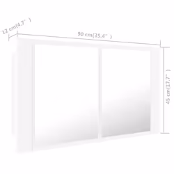 vidaXL LED Bathroom Mirror Cabinet White 90x12x45 cm Acrylic Washroom Mirror - Additional view 4