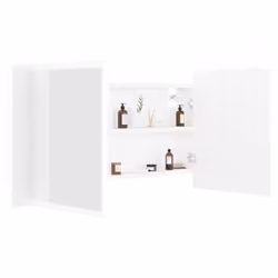 vidaXL LED Bathroom Mirror Cabinet White 90x12x45 cm Acrylic Washroom Mirror - Additional view 7
