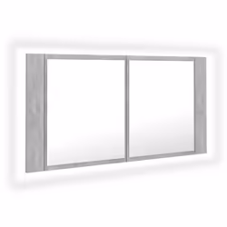 vidaXL LED Bathroom Mirror Cabinet Concrete Grey 90x12x45 cm Acrylic Mirror