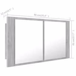 vidaXL LED Bathroom Mirror Cabinet Concrete Grey 90x12x45 cm Acrylic Mirror - Additional view 4