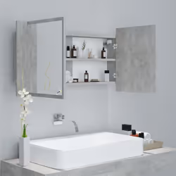 vidaXL LED Bathroom Mirror Cabinet Concrete Grey 90x12x45 cm Acrylic Mirror - Additional view 6