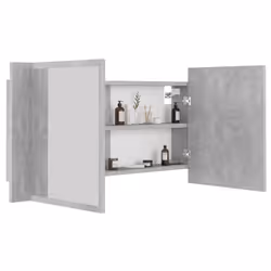 vidaXL LED Bathroom Mirror Cabinet Concrete Grey 90x12x45 cm Acrylic Mirror - Additional view 7