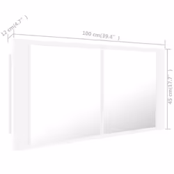 vidaXL LED Bathroom Mirror Cabinet White 100x12x45 cm Acrylic Washroom Mirror - Additional view 4