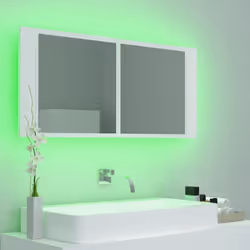 vidaXL LED Bathroom Mirror Cabinet White 100x12x45 cm Acrylic Washroom Mirror - Additional view 6