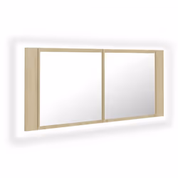 vidaXL LED Bathroom Mirror Cabinet Sonoma Oak 100x12x45 cm Acrylic Wall Mirror - Additional view 2