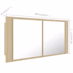 vidaXL LED Bathroom Mirror Cabinet Sonoma Oak 100x12x45 cm Acrylic Wall Mirror - Additional view 4