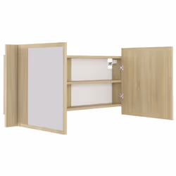 vidaXL LED Bathroom Mirror Cabinet Sonoma Oak 100x12x45 cm Acrylic Wall Mirror - Additional view 5