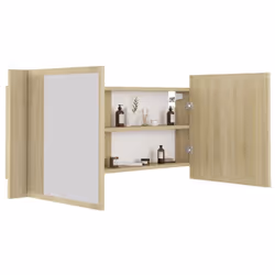 vidaXL LED Bathroom Mirror Cabinet Sonoma Oak 100x12x45 cm Acrylic Wall Mirror - Additional view 6