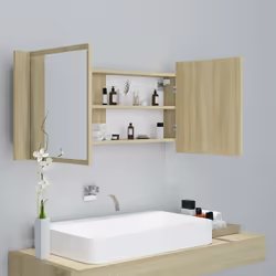 vidaXL LED Bathroom Mirror Cabinet Sonoma Oak 100x12x45 cm Acrylic Wall Mirror - Additional view 8