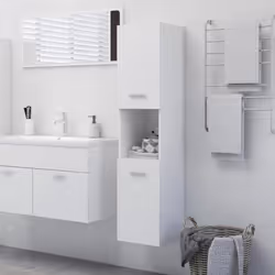 vidaXL Bathroom Cabinet White Engineered Wood Bathroom Cupboard Wall Cabinet