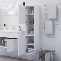 vidaXL Bathroom Cabinet White Engineered Wood Bathroom Cupboard Wall Cabinet