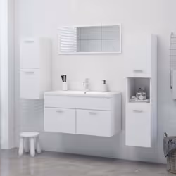 vidaXL Bathroom Cabinet White Engineered Wood Bathroom Cupboard Wall Cabinet - Additional view 9