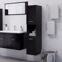 vidaXL Bathroom Cabinet Black Engineered Wood Bathroom Cupboard Wall Cabinet
