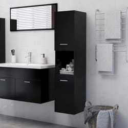 vidaXL Bathroom Cabinet Black Engineered Wood Bathroom Cupboard Wall Cabinet