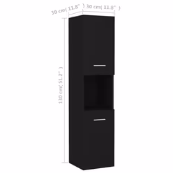 vidaXL Bathroom Cabinet Black Engineered Wood Bathroom Cupboard Wall Cabinet - Additional view 10
