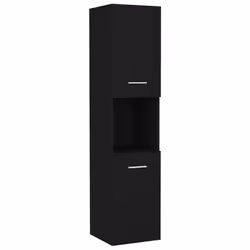vidaXL Bathroom Cabinet Black Engineered Wood Bathroom Cupboard Wall Cabinet