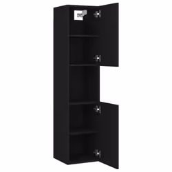 vidaXL Bathroom Cabinet Black Engineered Wood Bathroom Cupboard Wall Cabinet - Additional view 7