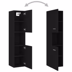 vidaXL Bathroom Cabinet Black Engineered Wood Bathroom Cupboard Wall Cabinet - Additional view 8